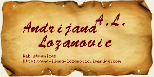 Andrijana Lozanović vizit kartica
